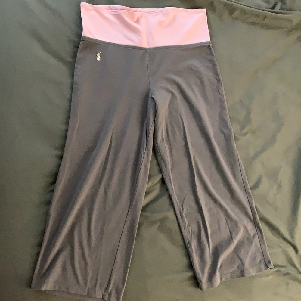 Grey and pink Polo yoga pant capris